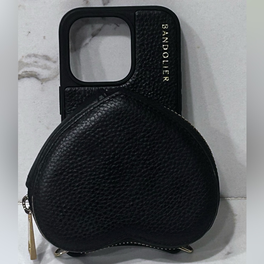 Bandolier Willa Heart Shaped Pouch iPhone 15 Pro Phone case Black - Picture 7 of 13